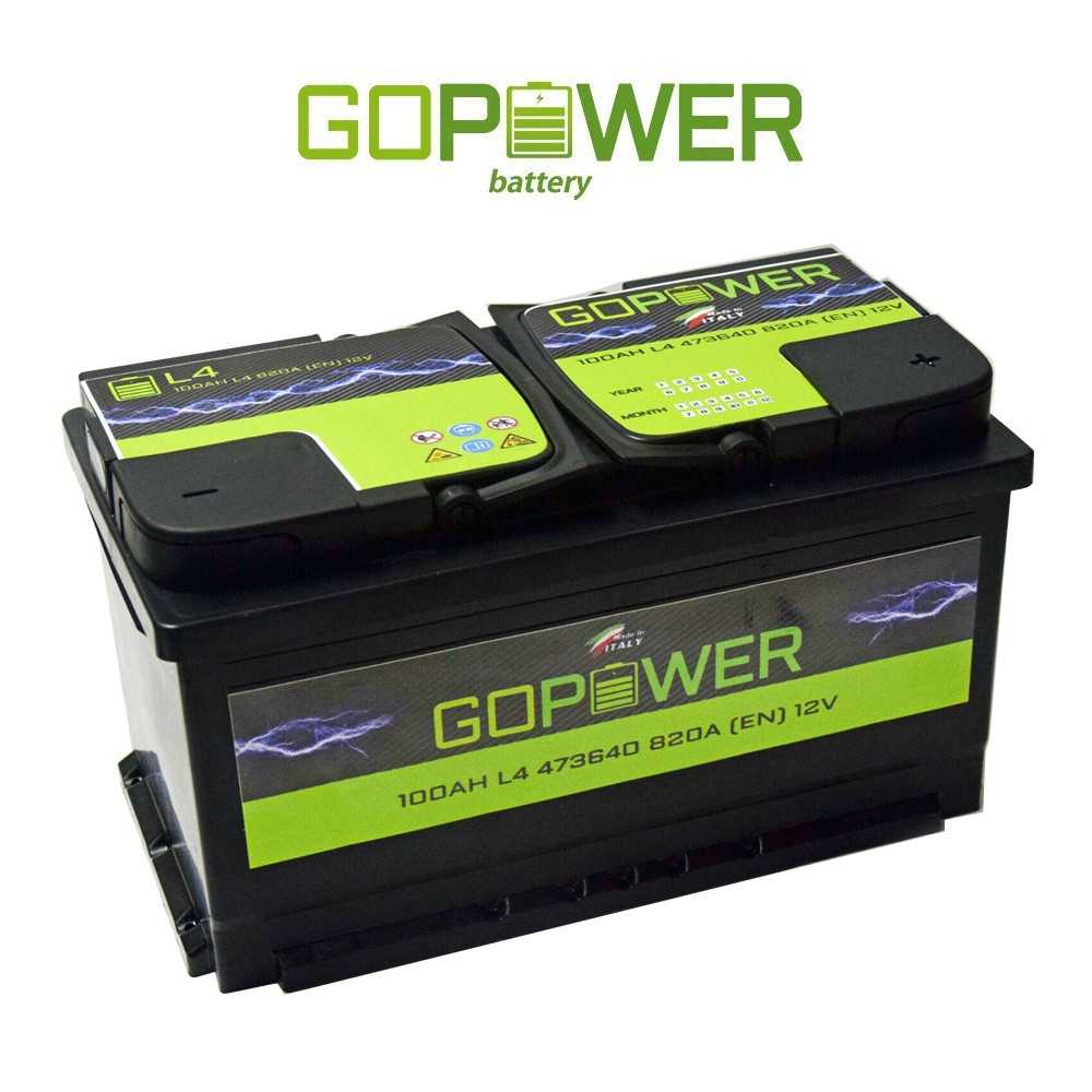 Batteria Auto GoPower L4 100ah 820EN Motori Diesel Benzina